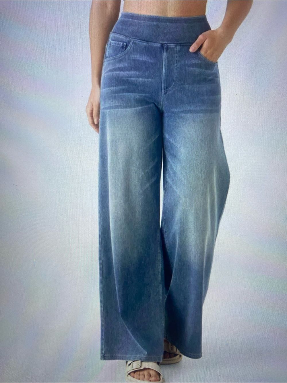 XLARGE    HALARA FLEX STRETCH BAGGY WIDE LEG DISTRESSED JEANS